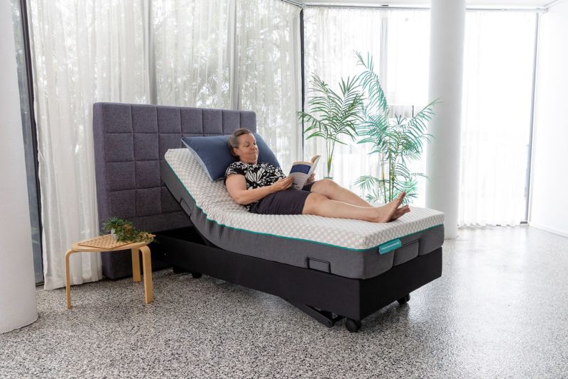 Neo Plus adjustable bed raised to the upright position