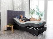 A Titanium mattress with a Neo Plus base in the zero-gravity position