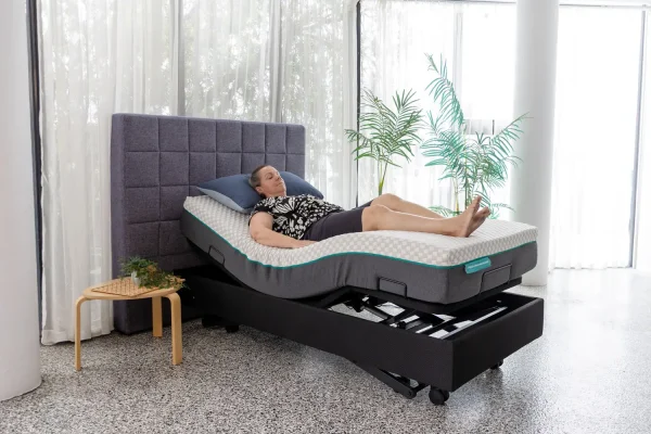 A Titanium mattress with a Neo Plus base in the zero-gravity position